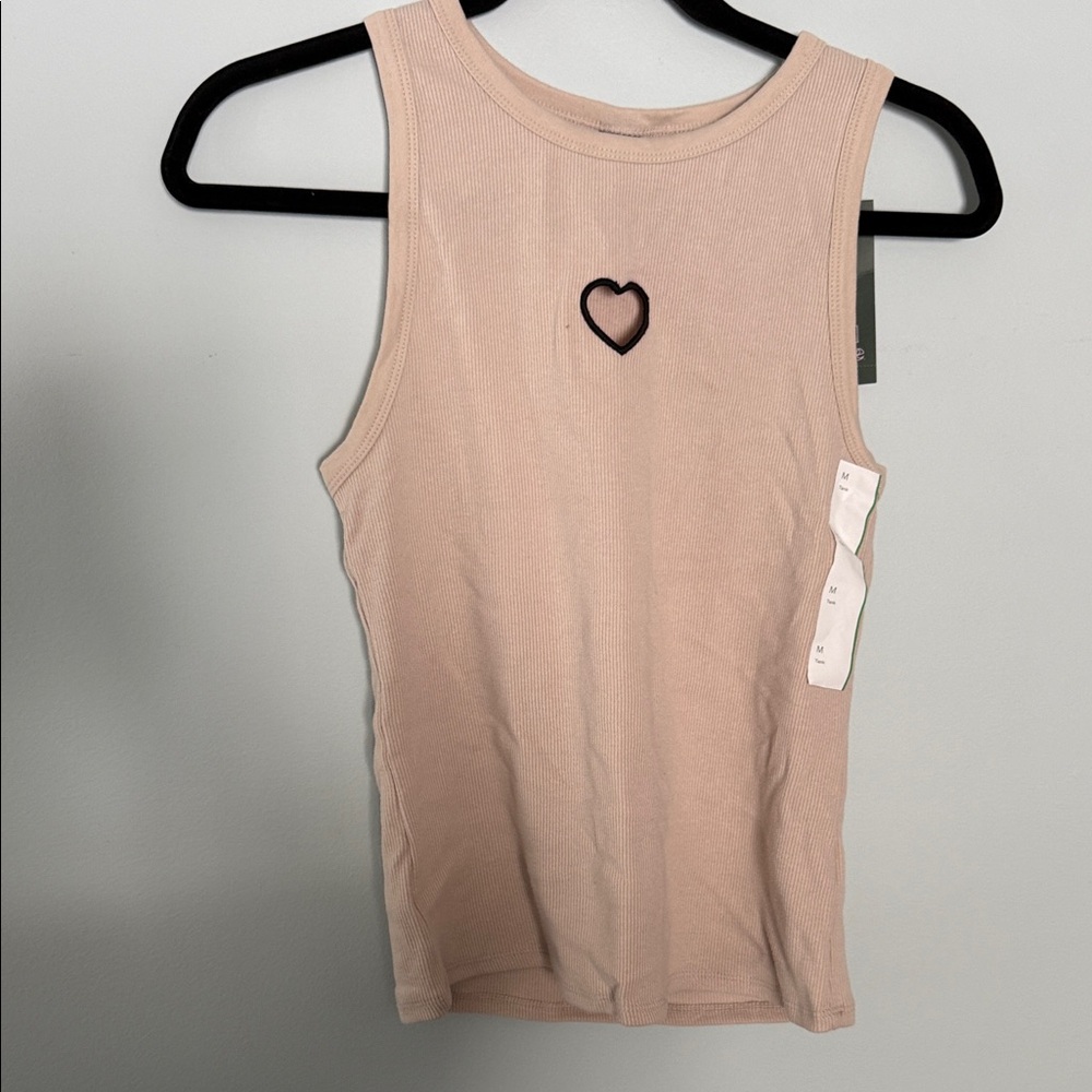 Target Wild Fable Heart Embroidered Taupe Tank Top
